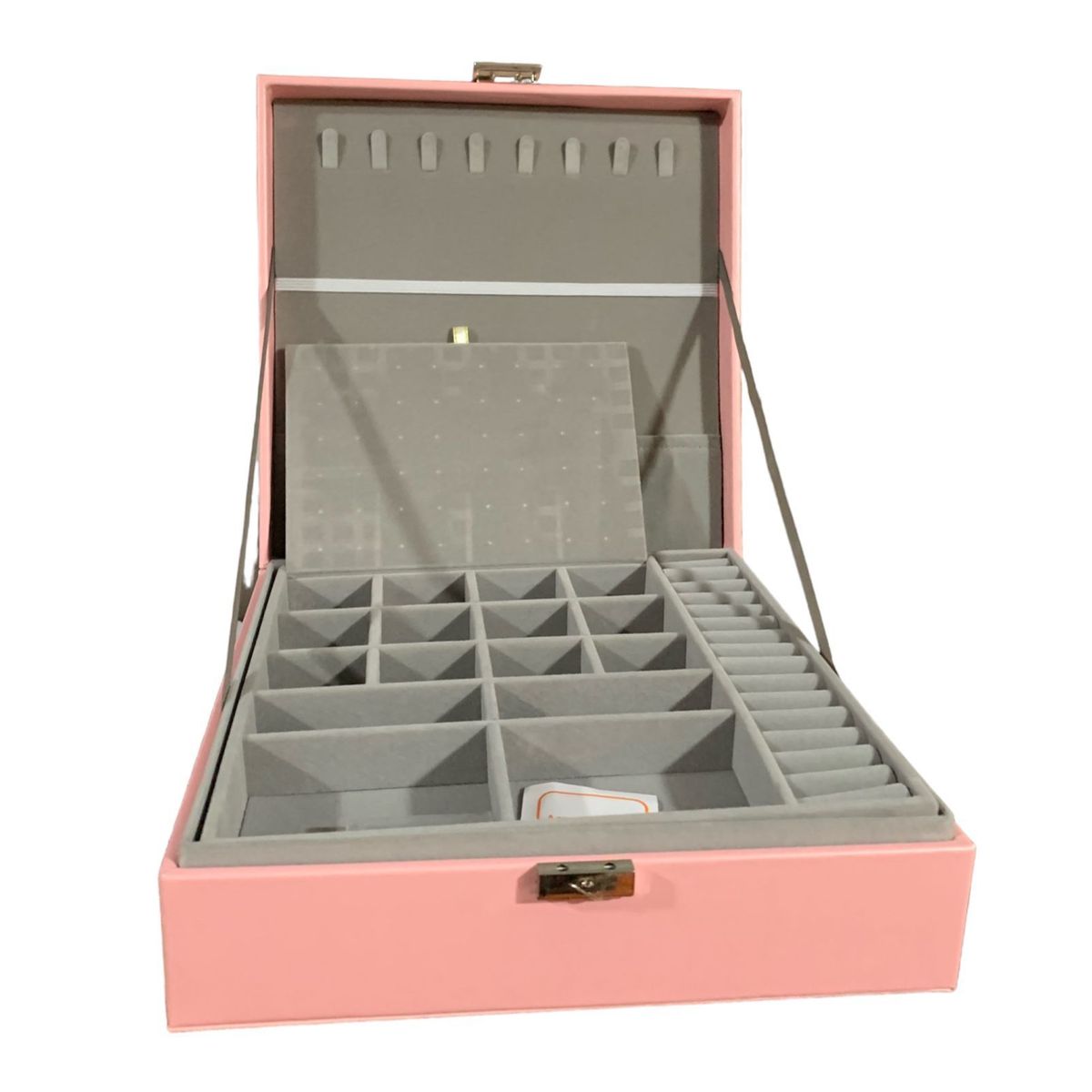 GENERICO - Joyero Cofre de Accesorios cuadrado cuero Grande 27cmx27cm