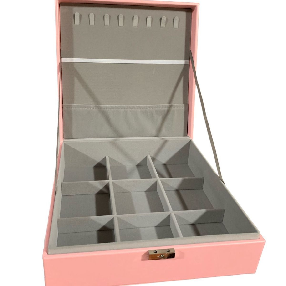 GENERICO - Joyero Cofre de Accesorios cuadrado cuero Grande 27cmx27cm