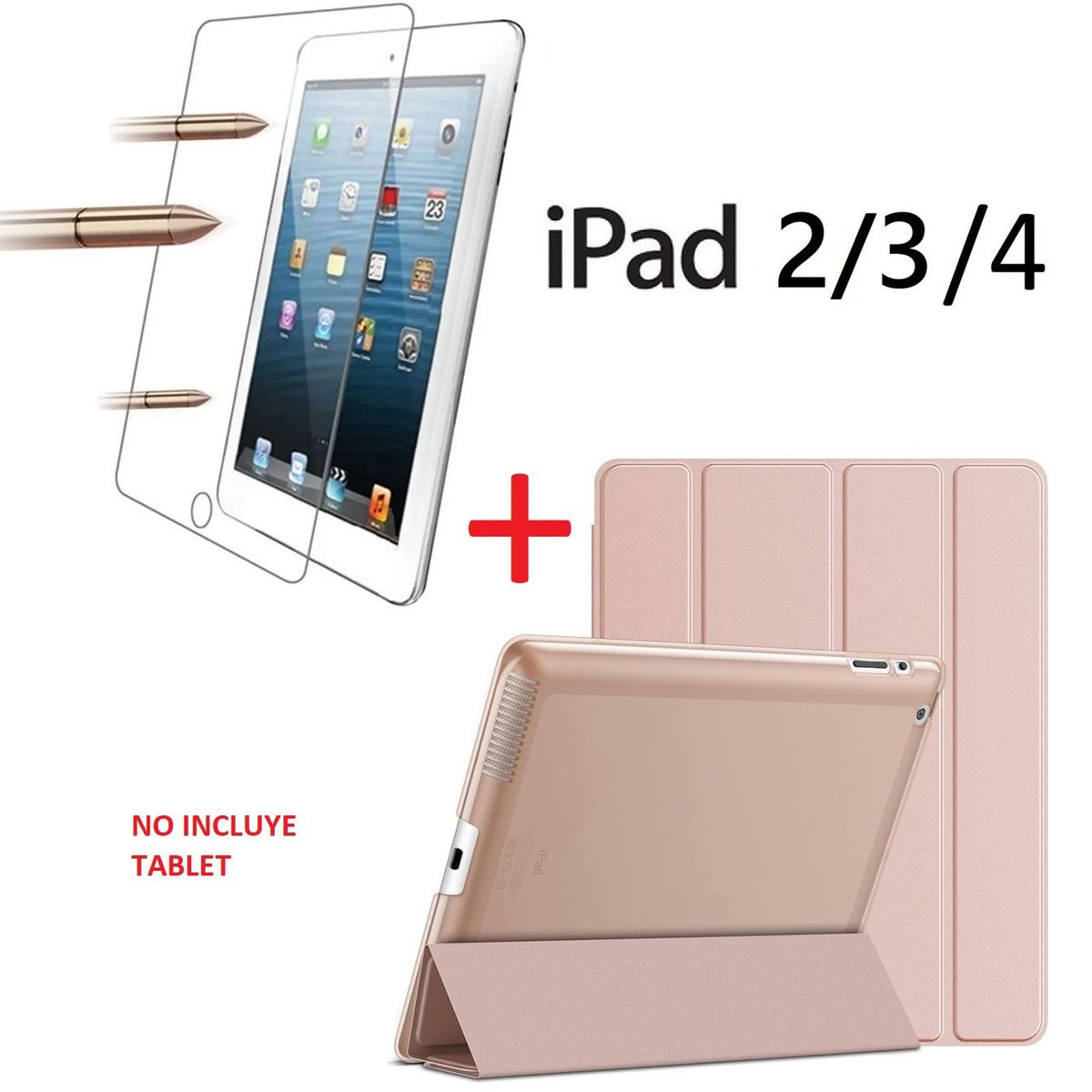 GENERICO - Funda Smart + Mica de Vidrio para iPad 2 / 3 / 4 Case Protector