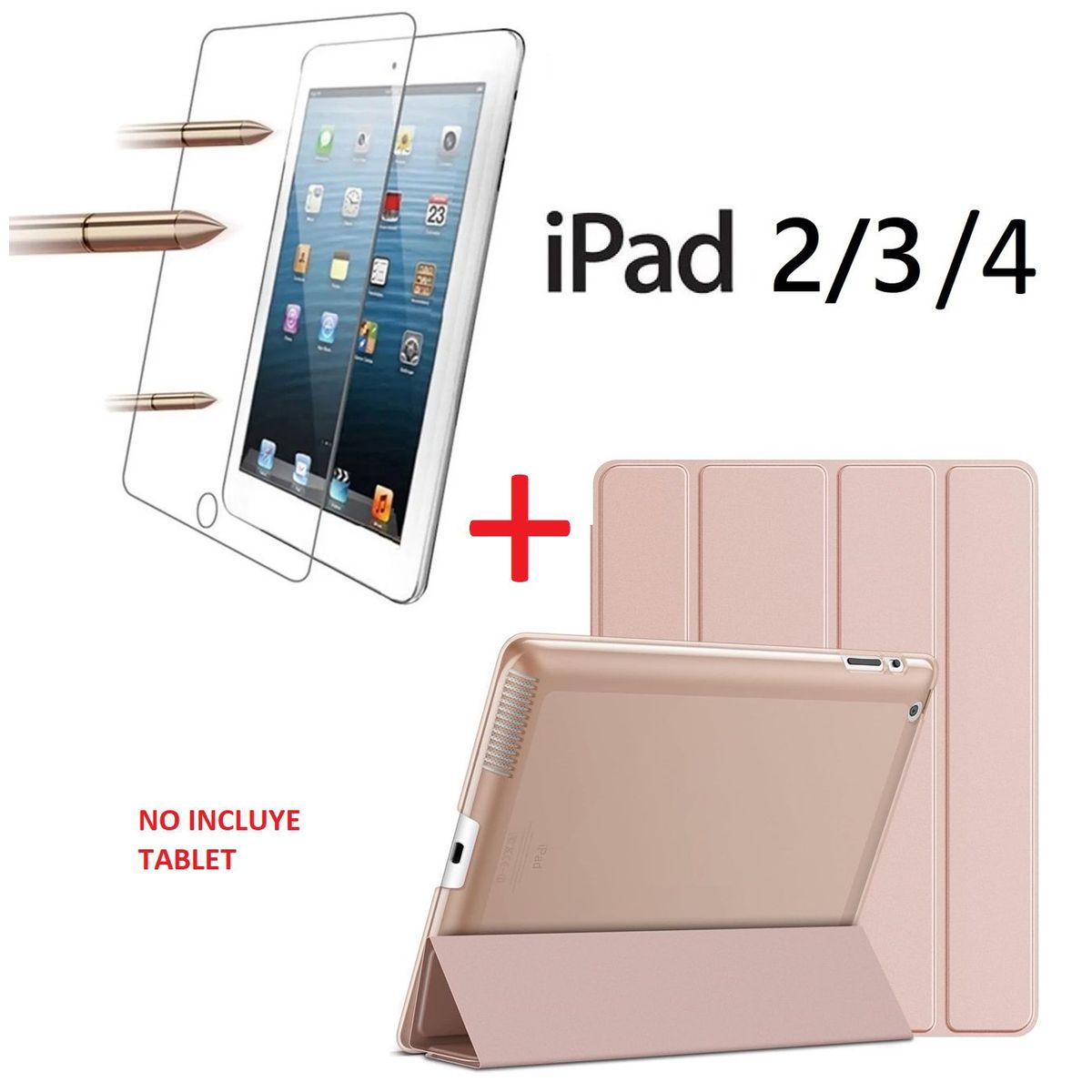 GENERICO - Funda Smart + Mica de Vidrio para iPad 2 / 3 / 4 Case Protector
