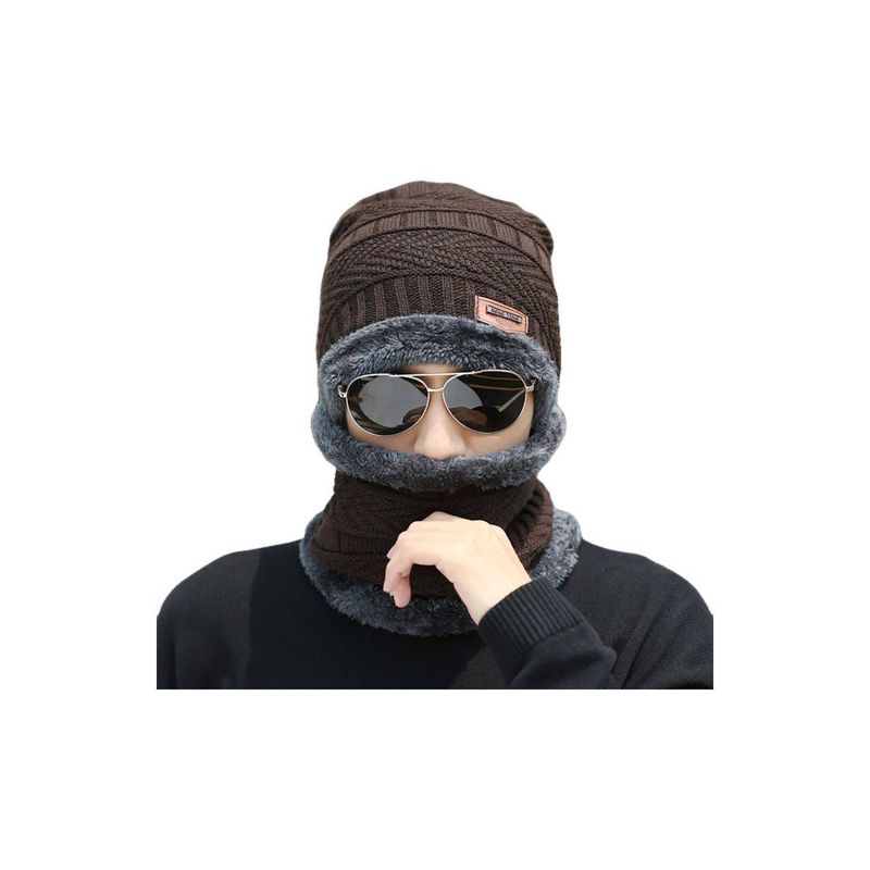 GENERICO - Gorro con cuellera unisex con forro de peluche antialérgico chullo