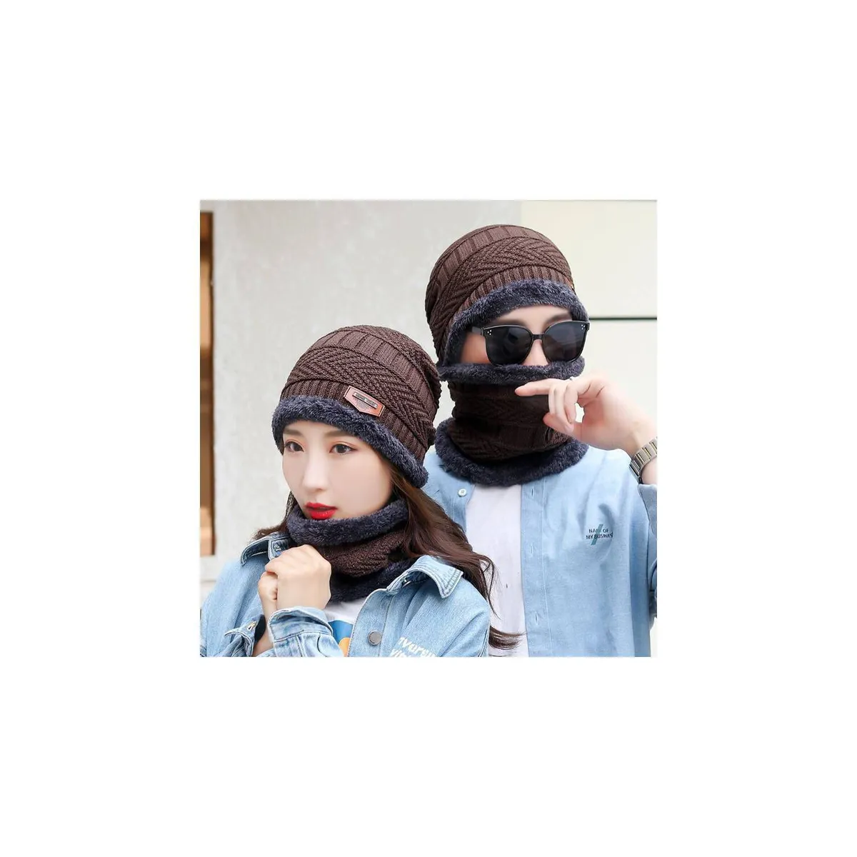 GENERICO - Gorro con cuellera unisex con forro de peluche antialérgico chullo