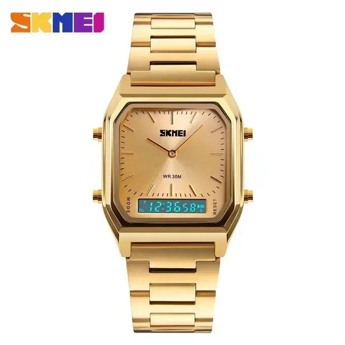 SKMEI - Reloj Skmei 1220 Dorado Digital Analogico_.