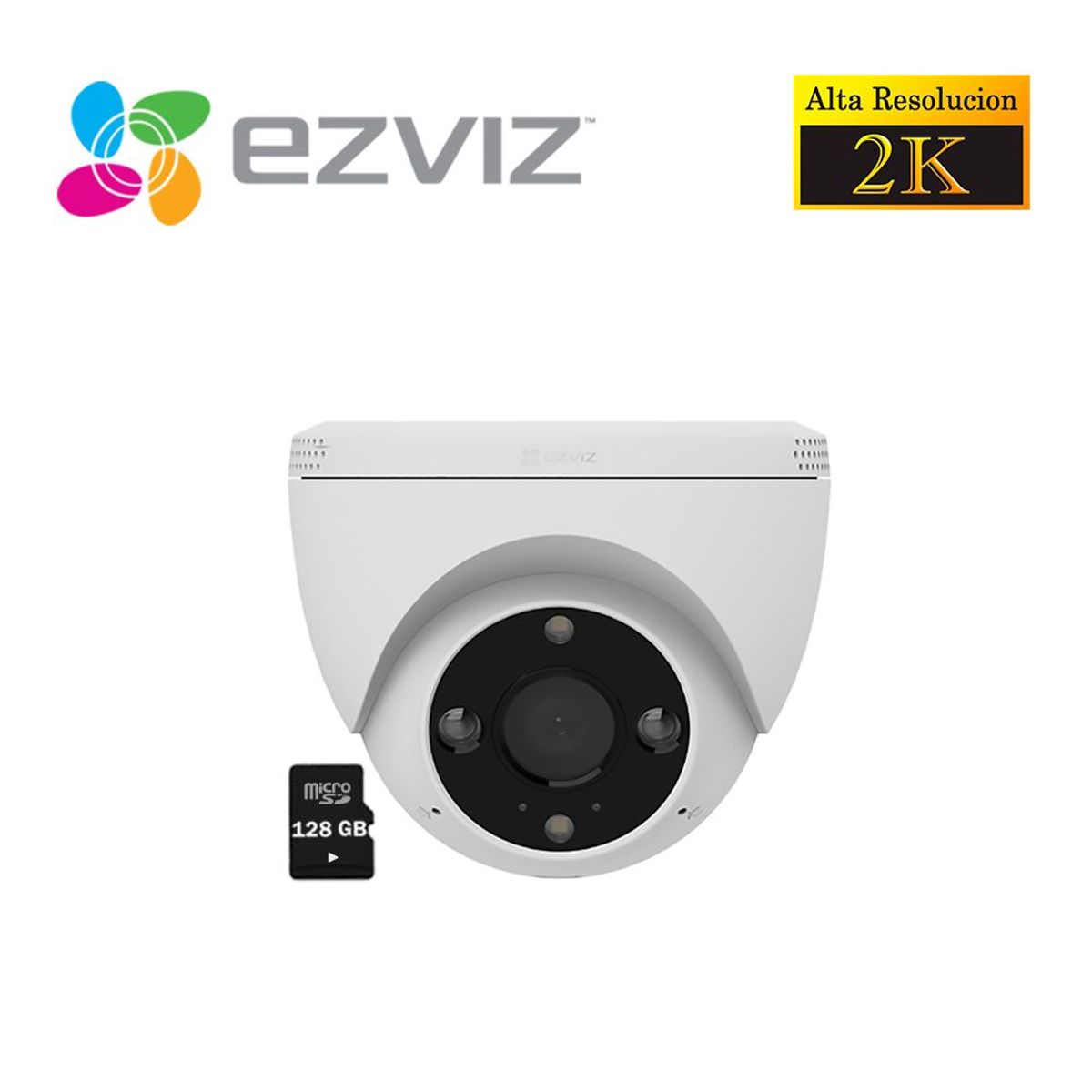 EZVIZ - Cámara Seguridad H4 2K Ezviz Domo Vision Noche Color Exterior SD 128GB