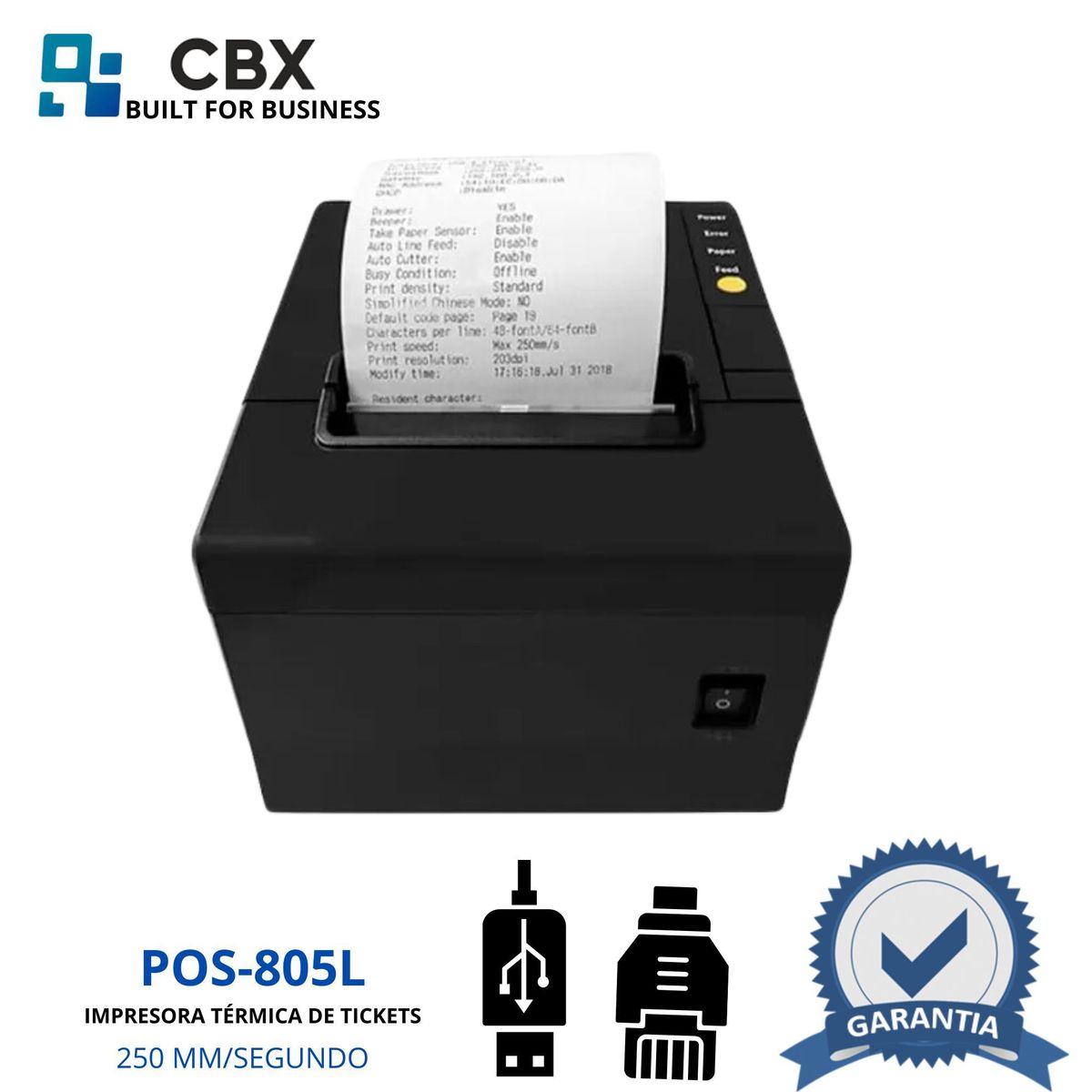 CBX - Impresora Termica Cbx pos-805L 250 Mm/Seg, Cortador Automático