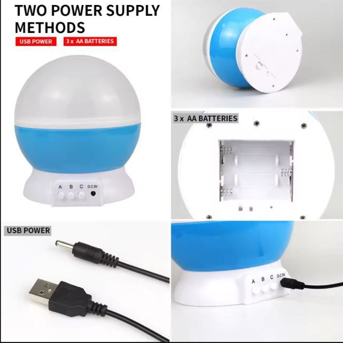 GENERICO - Lampara giratoria Proyector de  cielo estrellado 360º