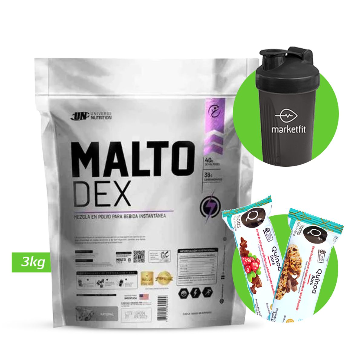 UNIVERSE NUTRITION - MALTO DEX 3 KG UN NATURAL + REGALOS