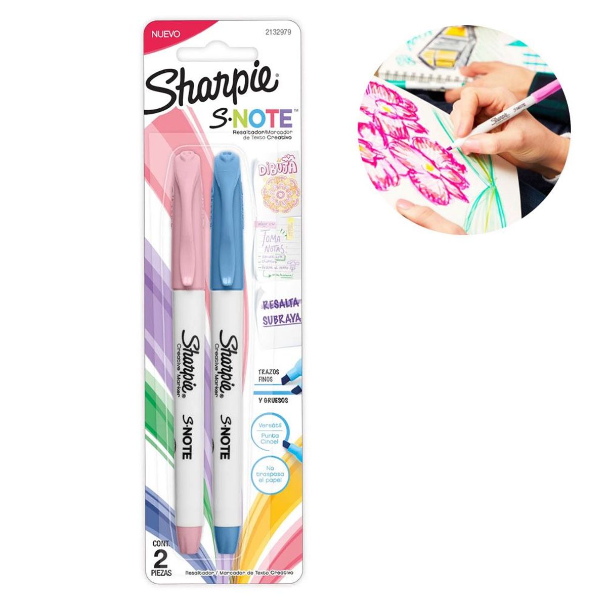 SHARPIE - Resaltador Marcador Note Color Pastel Blister 2und 2132979