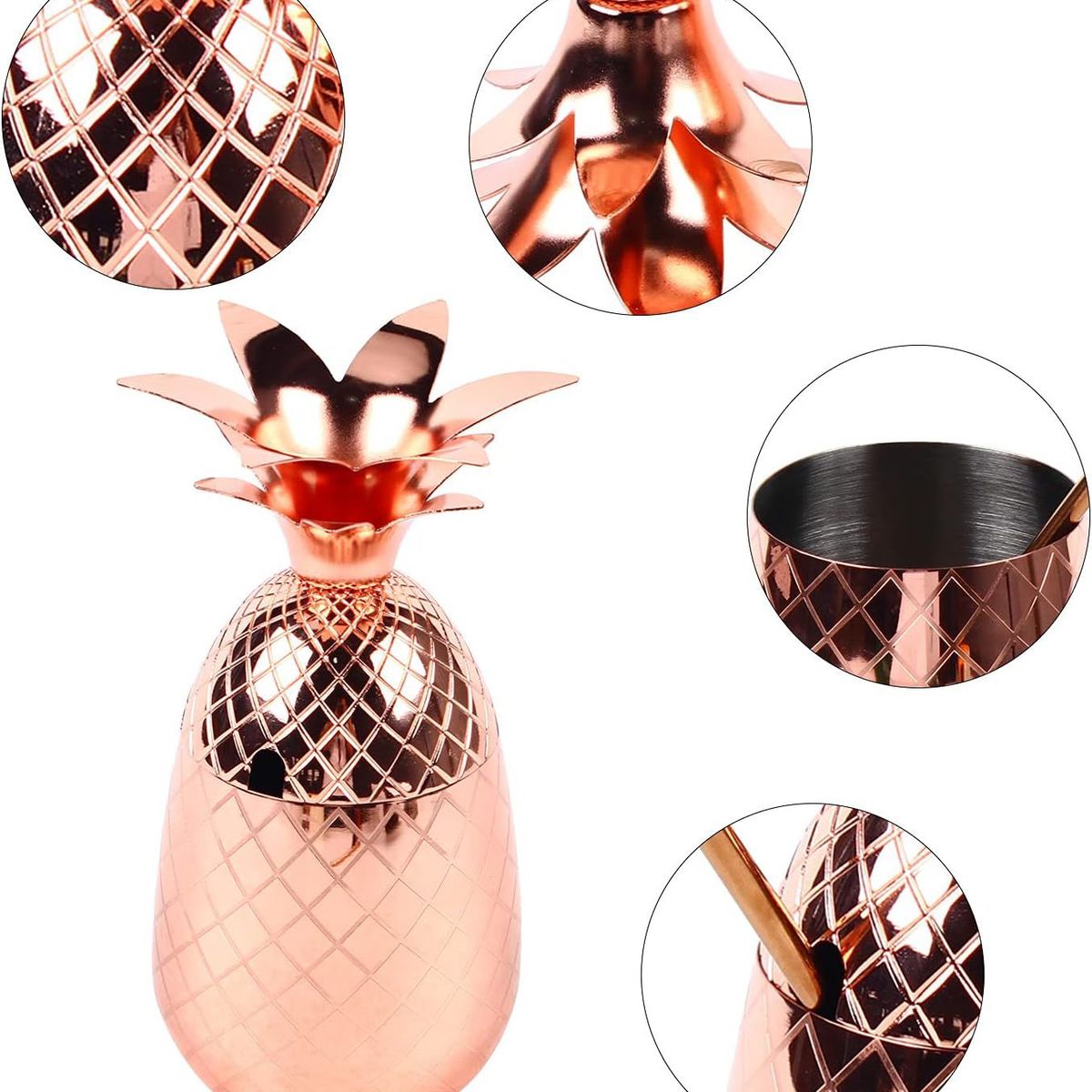 GENERICO - Copa bañada en cobre elegante en forma de piña