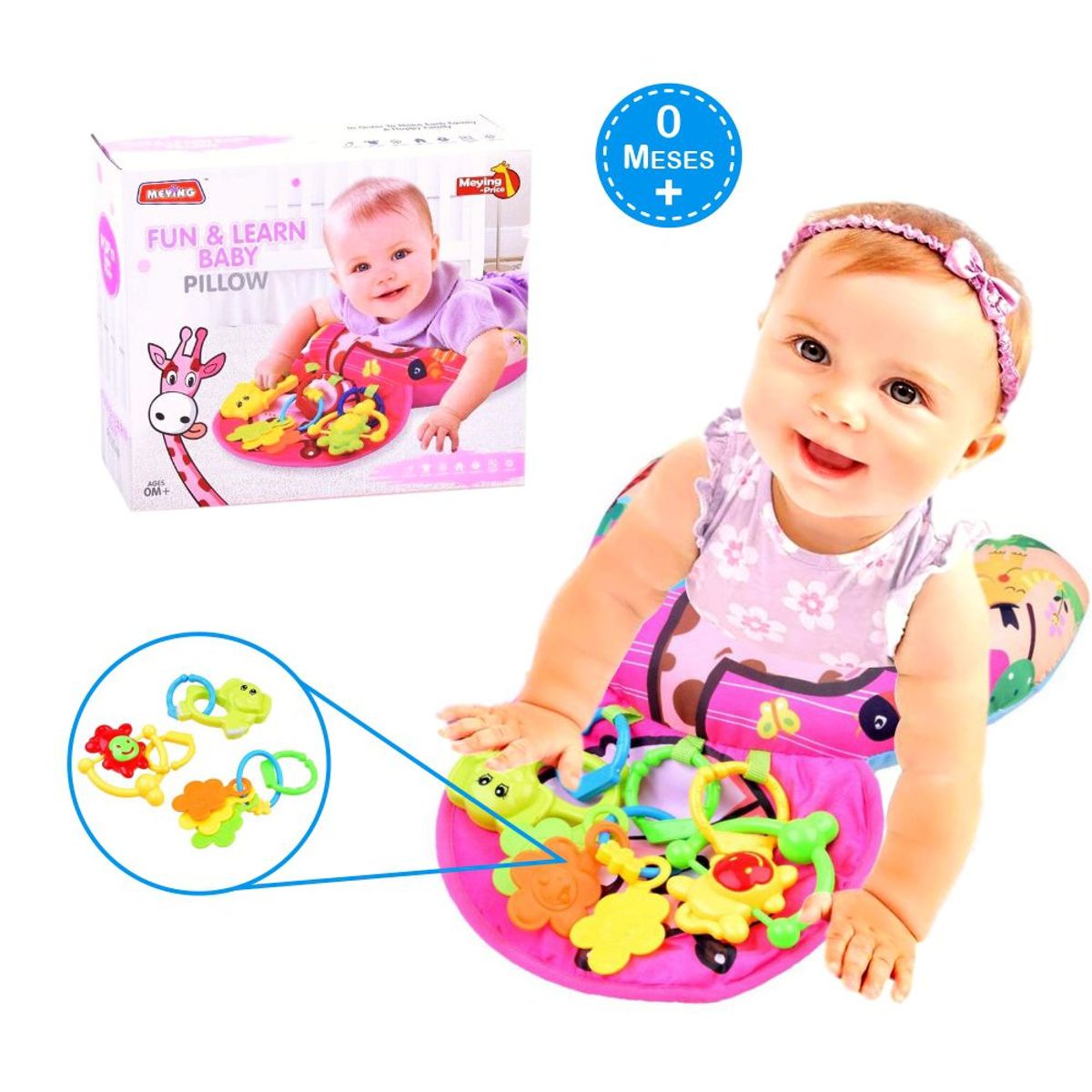 MEYING - Almohada Cojín de Estimulación Rosa para Tummy Time del Bebé