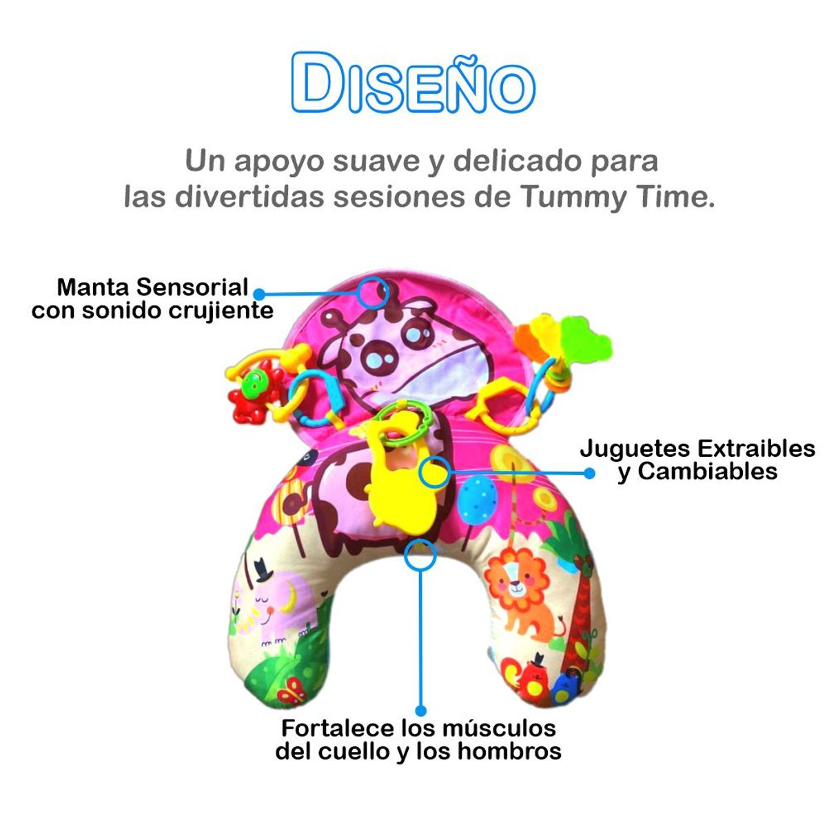 MEYING - Almohada Cojín de Estimulación Rosa para Tummy Time del Bebé