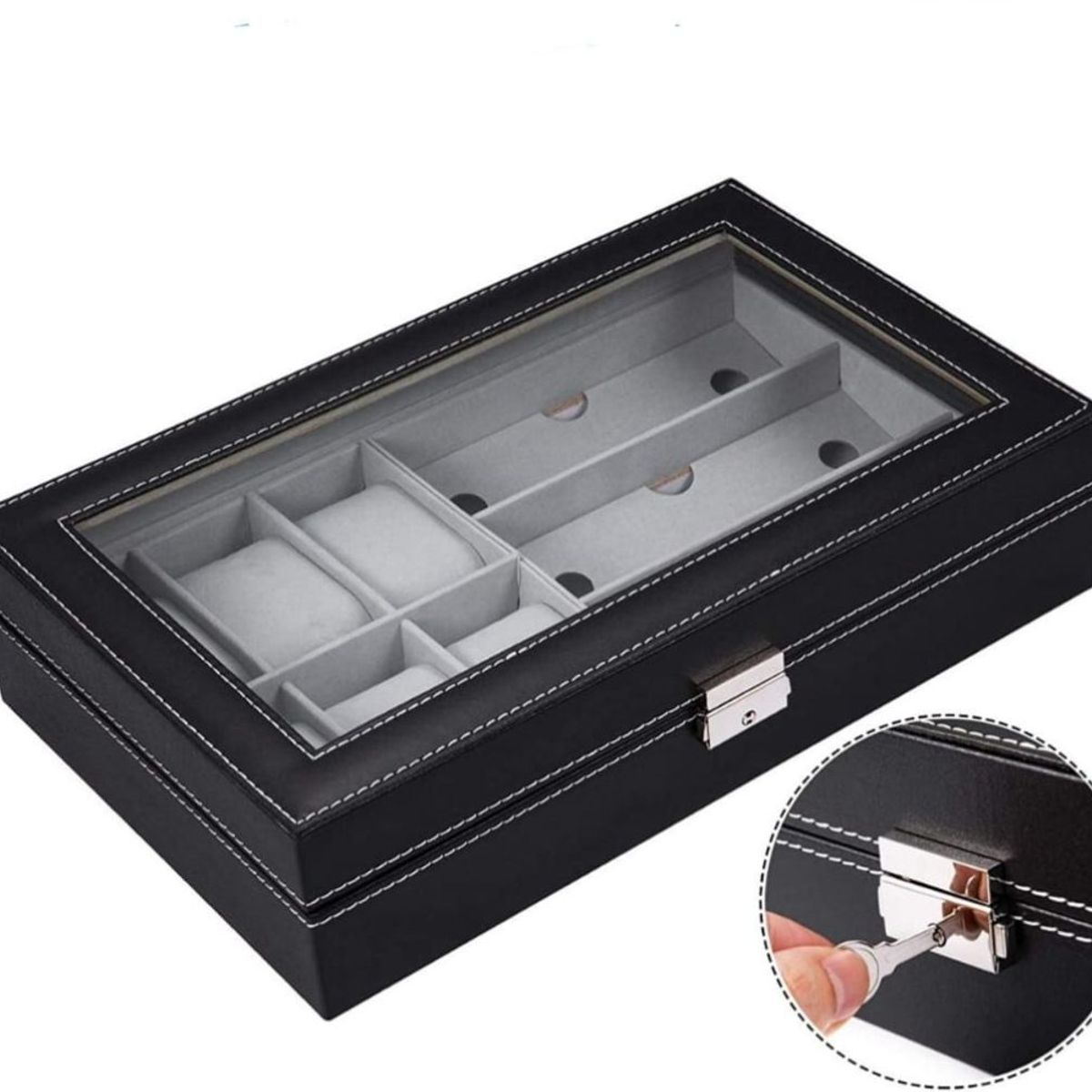 GENERICO - Caja Organizadora para Relojes y Lentes 9 Compartimientos