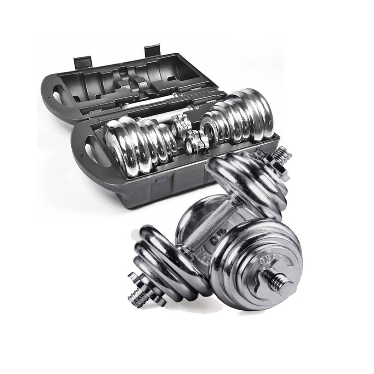 GENERICO - Set de Pesas Mancuernas 20Kg Barra Adaptadora