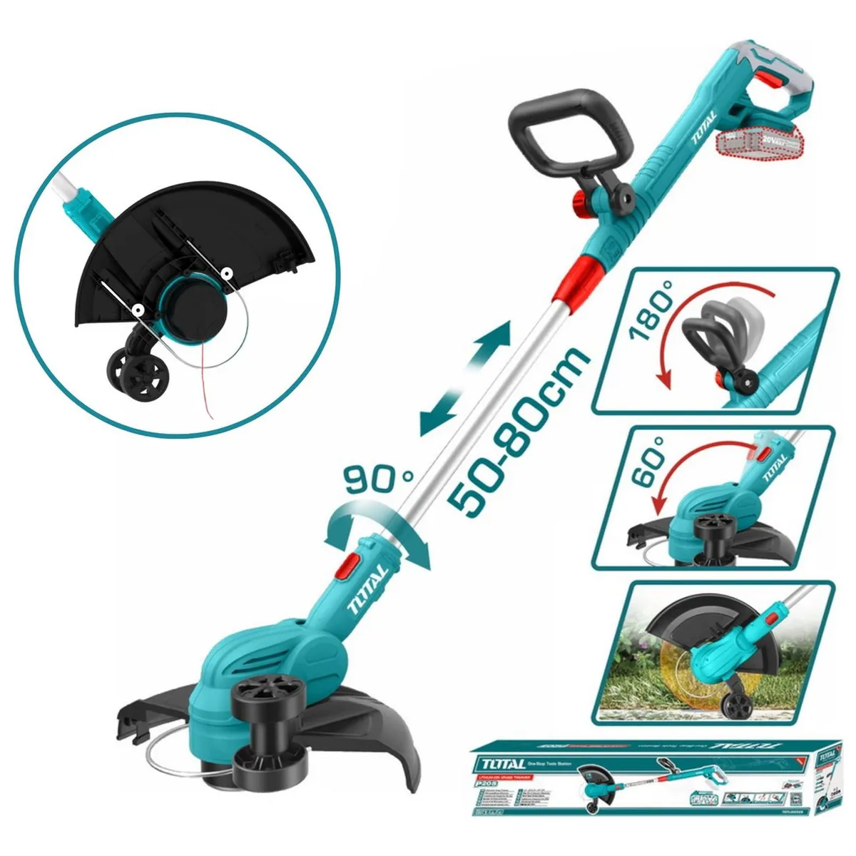 TOTAL TOOLS - Cortador de gras 20v incluye cargador y bateria Total