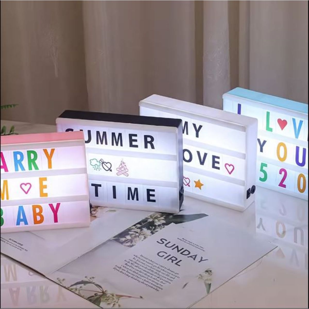 GENERICO - Pizarra  De Luz De Cine Personalizada Tablero De Letras Led