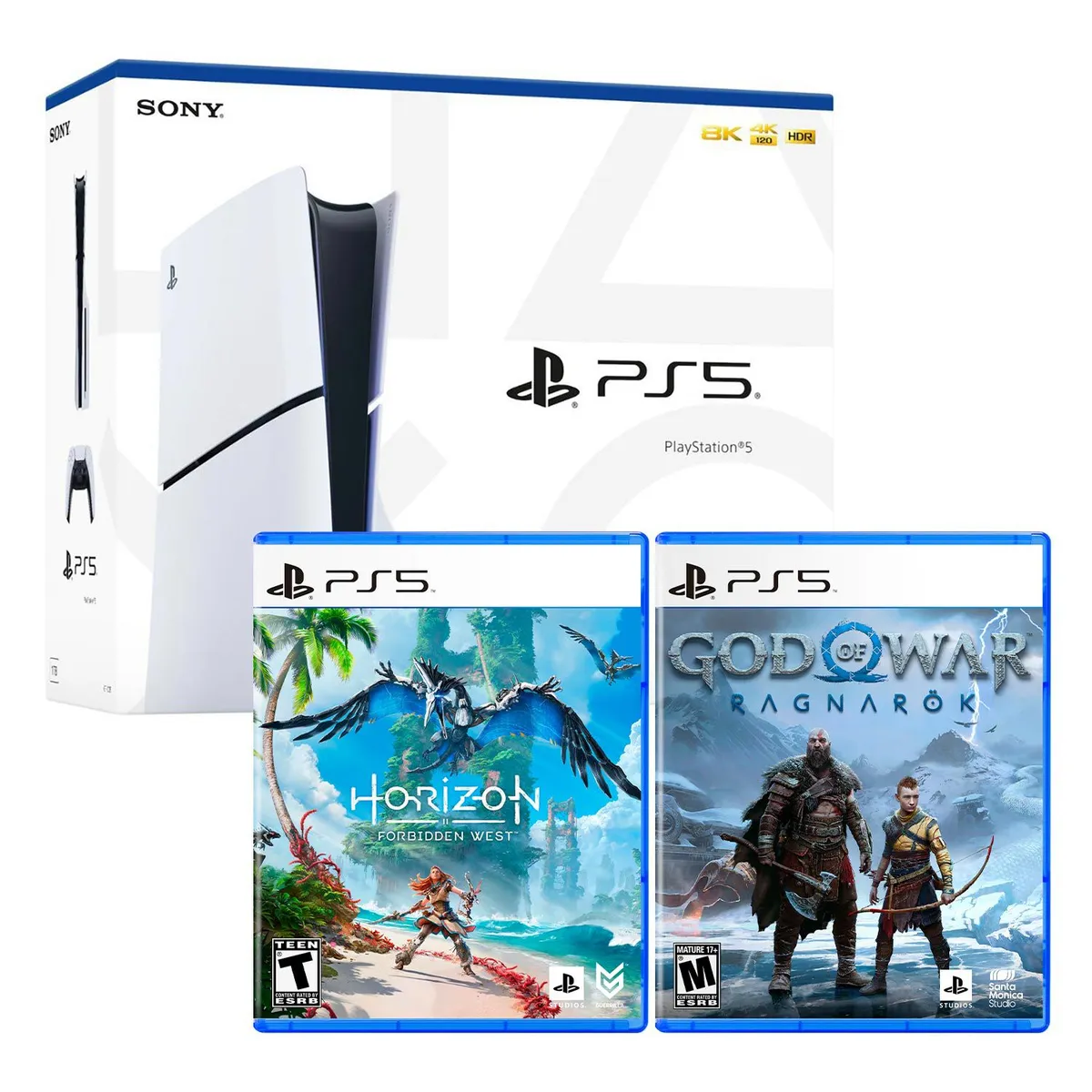 SONY - Consola PS5 Slim Con Lector De Discos + Horizon + God Of War Ragnarok