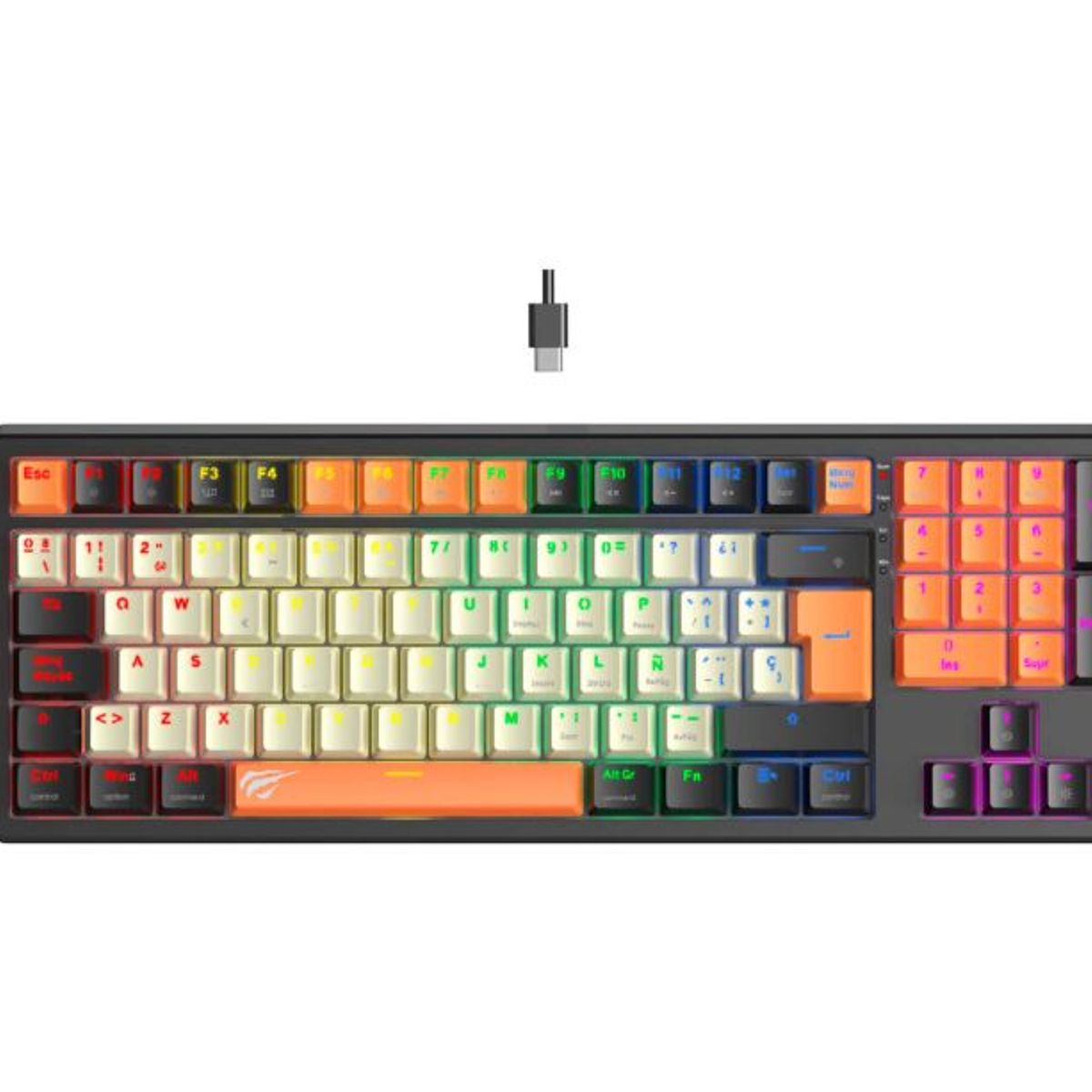 HAVIT - Teclado para computadora mecanico Havit color tricolor RGB