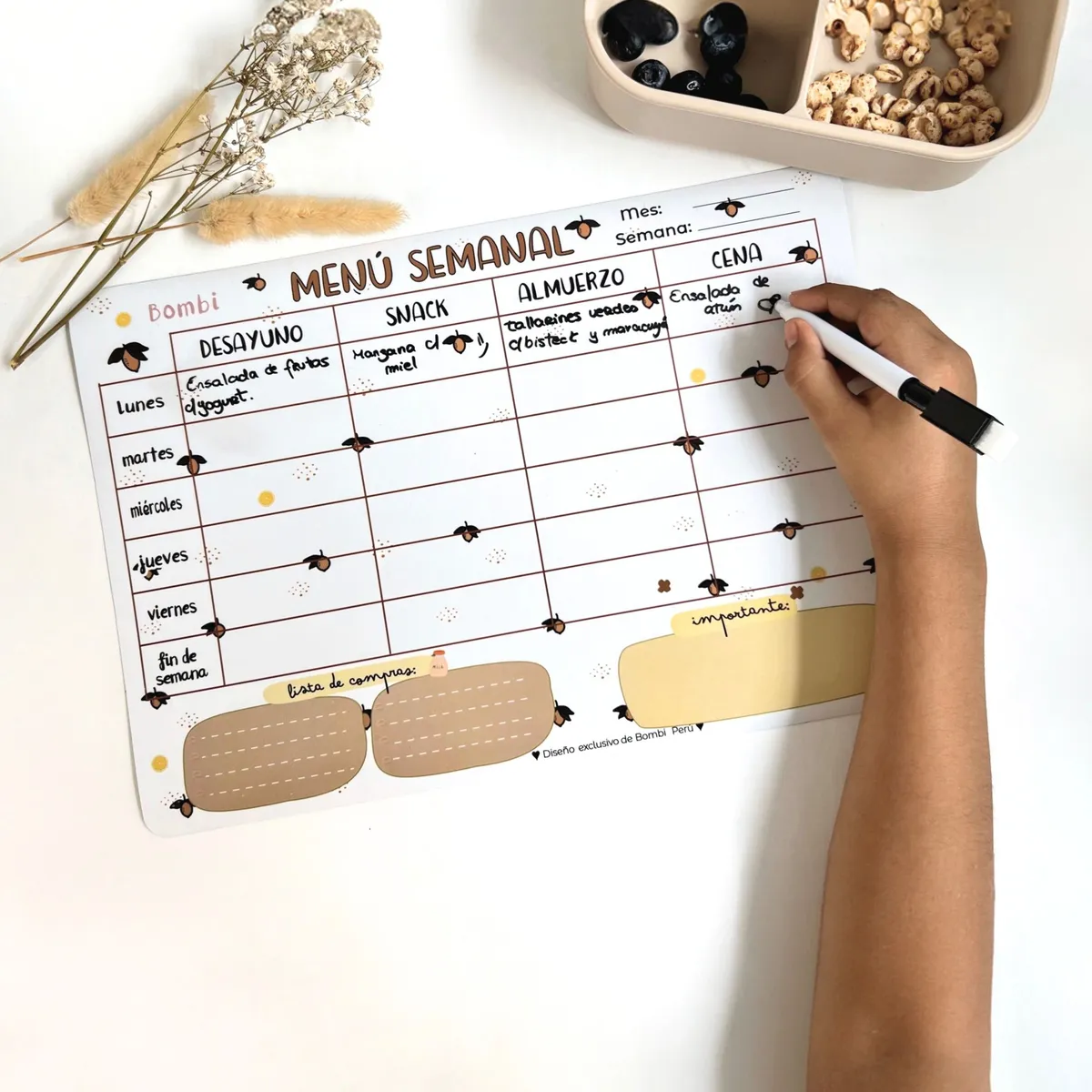 GENERICO - Planner Imantado Menu Semanal Lemon Bombi