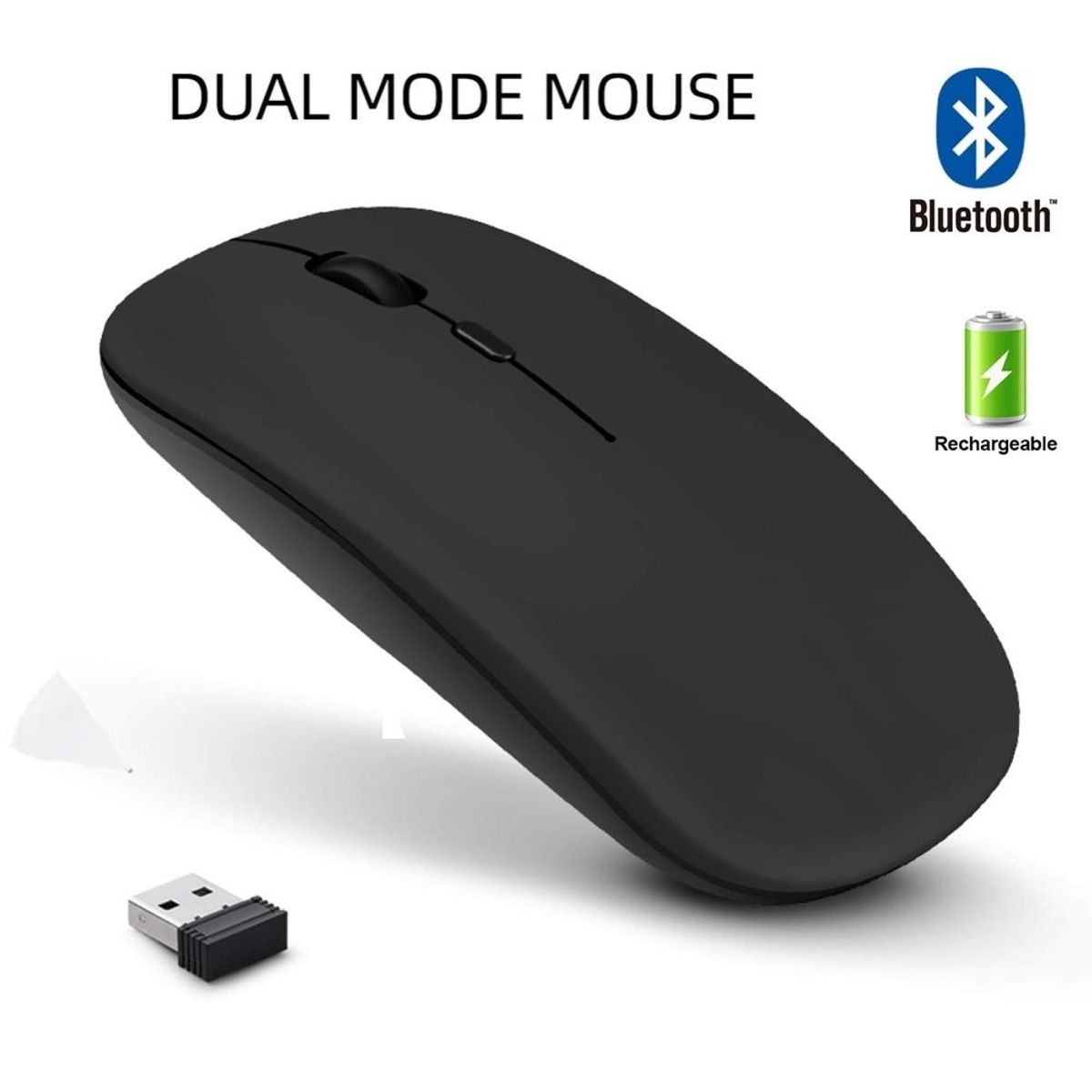 SEISA - Mouse Inalambrico Recargable Dual Wirelless Bluetooth Android Windows