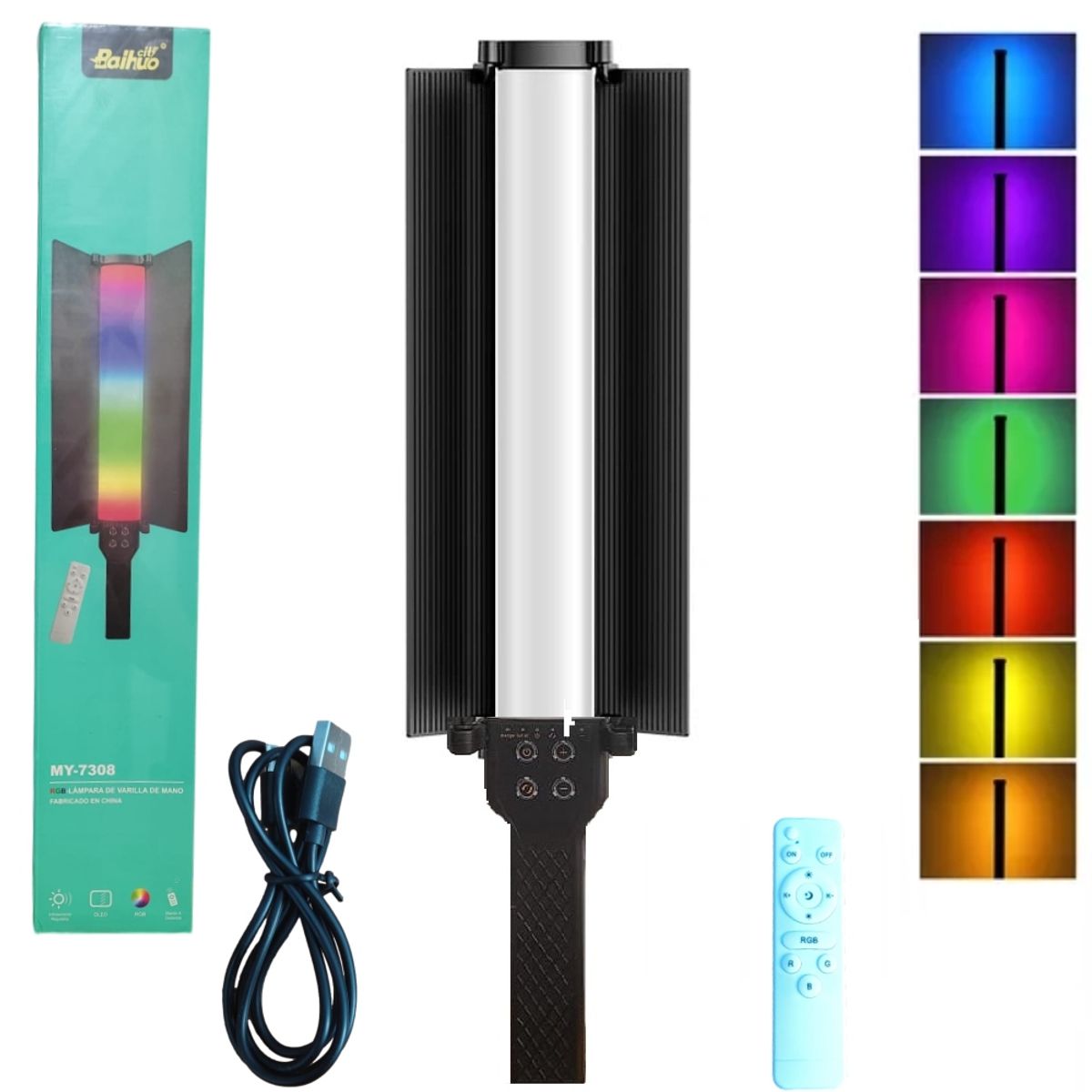 GENERICO - Lampara Oled Rgb de Varilla Mano Recargable Control Fotografia