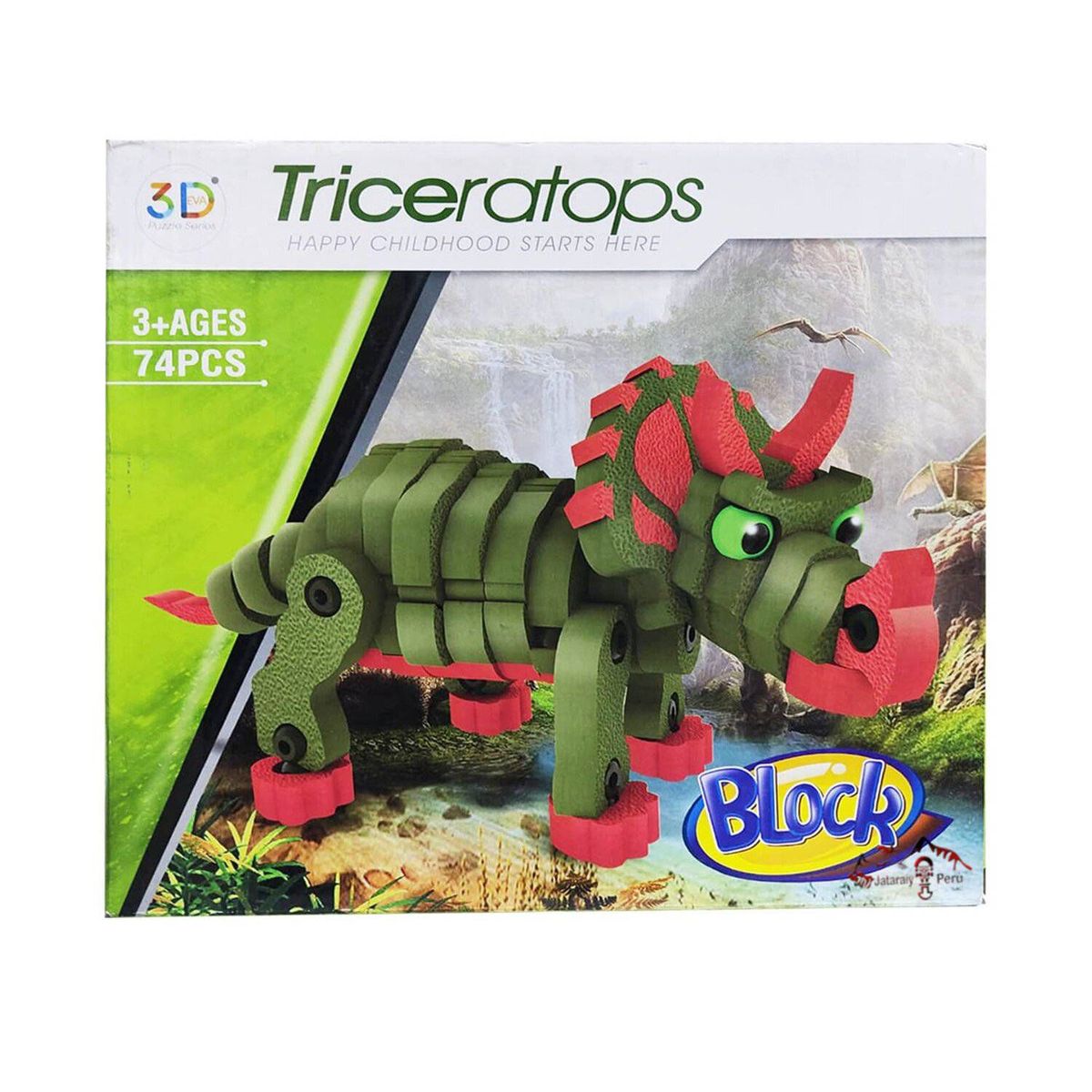 GENERICO - Juego Didáctico Rompecabezas 3D Triceratops 74P