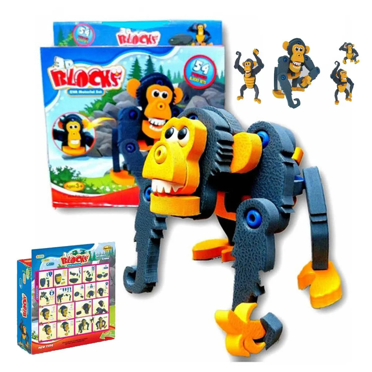 GENERICO - Juego didáctico Rompecabezas 3D Mono de Eva 54P