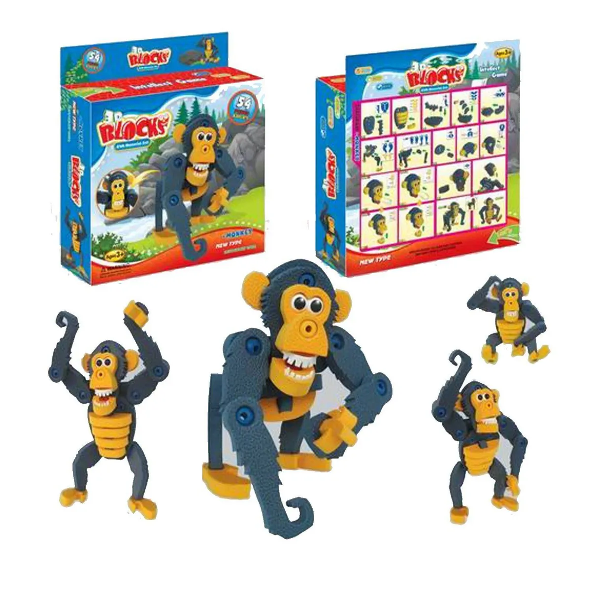 GENERICO - Juego didáctico Rompecabezas 3D Mono de Eva 54P