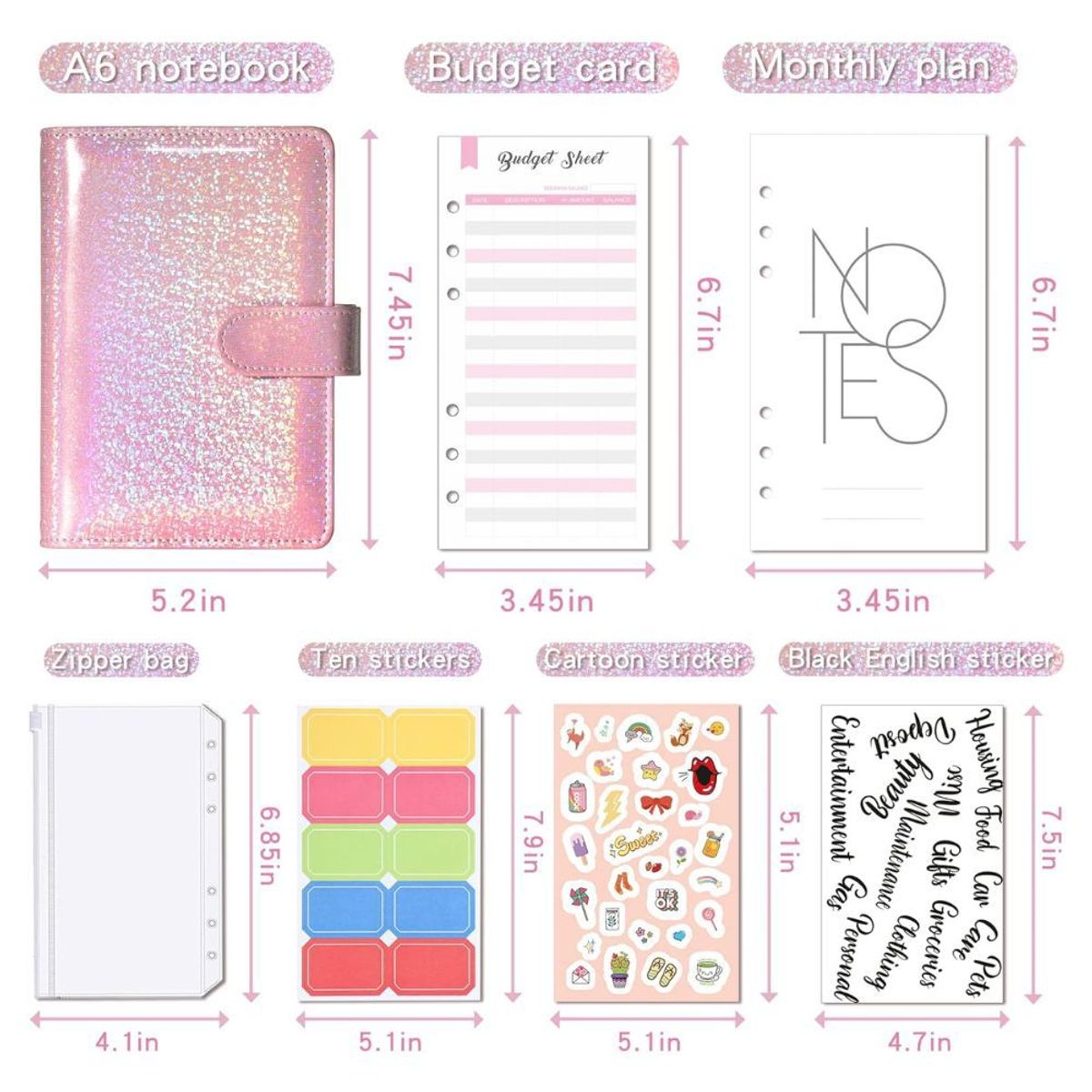 GENERICO - Carpeta Binder Planificador Kawaii Rosa