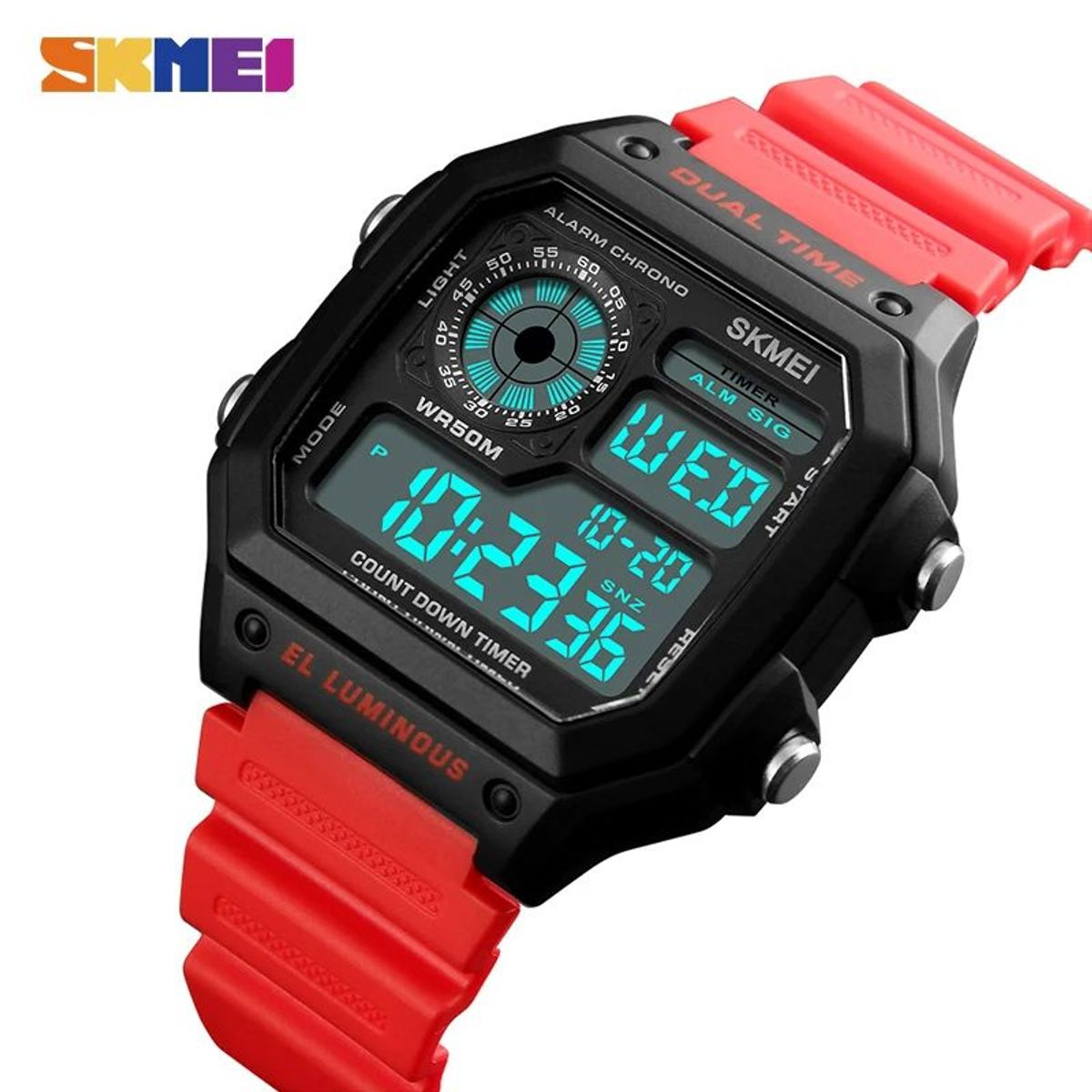 SKMEI - Reloj Skmei 1299 Rojo Correa negra_.