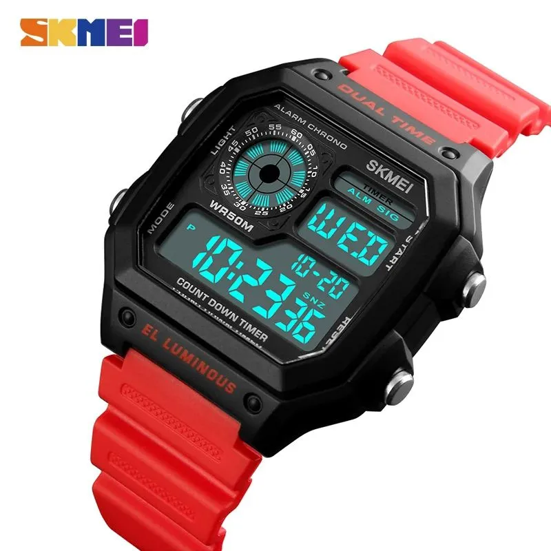 SKMEI - Reloj Skmei 1299 Rojo Correa negra_.