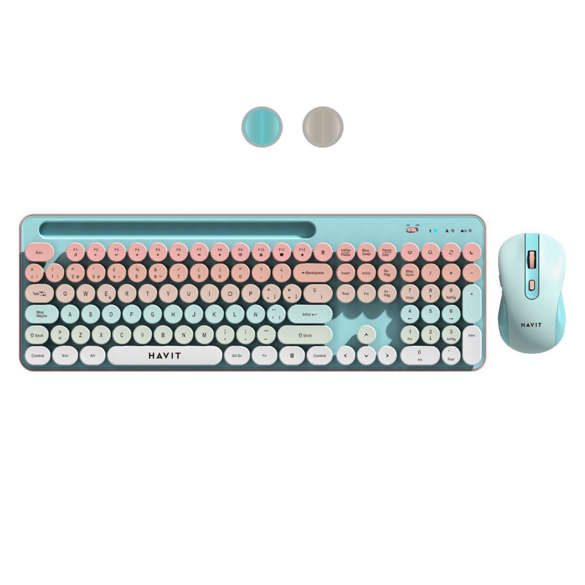 HAVIT - KIT TECLADO Y MOUSE INALAMBRICO HAVIT KB832GCM CELESTE