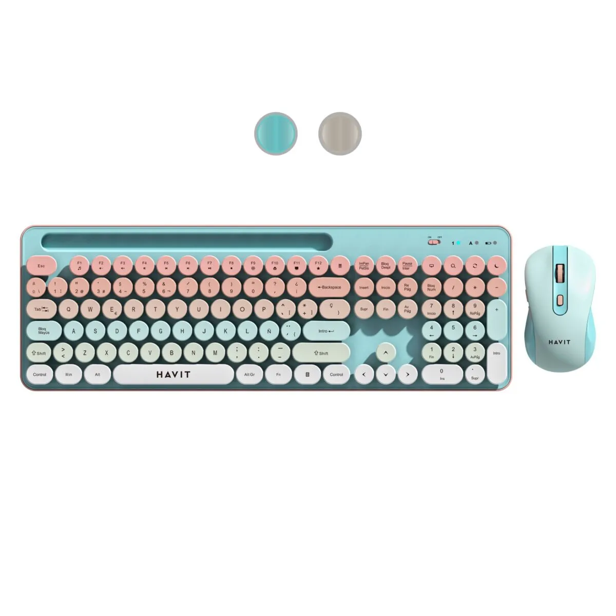 HAVIT - KIT TECLADO Y MOUSE INALAMBRICO HAVIT KB832GCM CELESTE