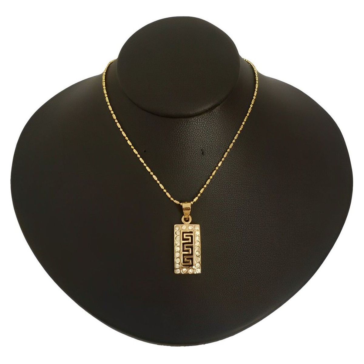 GENERICO - Collar Mujer Rectangular Cristales Joya Acero Dorado