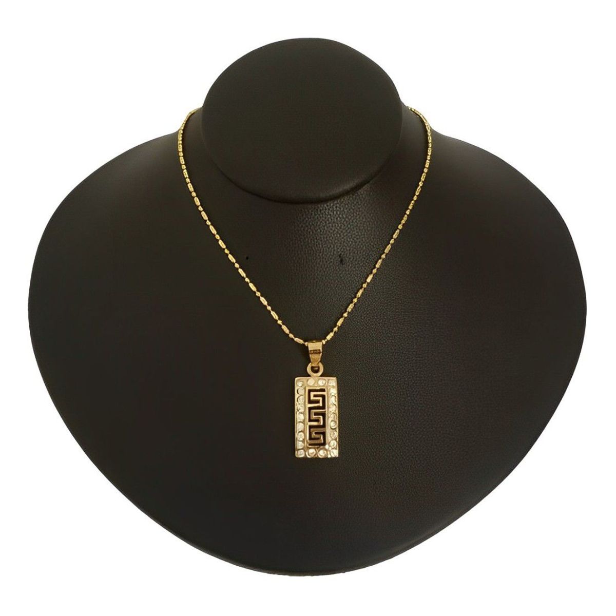 GENERICO - Collar Mujer Rectangular Cristales Joya Acero Dorado