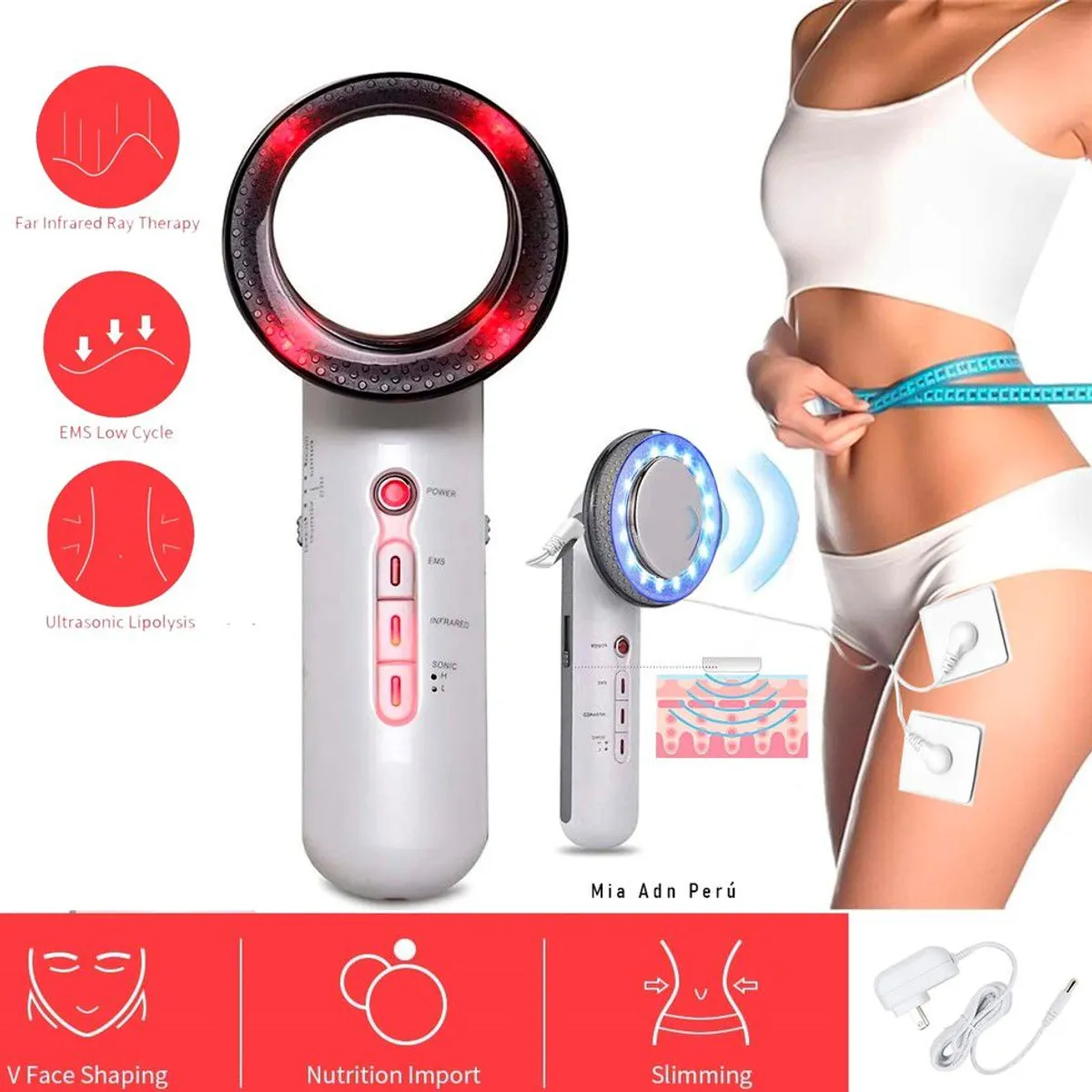 GENERICO - Ultrasonido - EMS - Cavitación Galvánico Infrarrojo 3 en 1