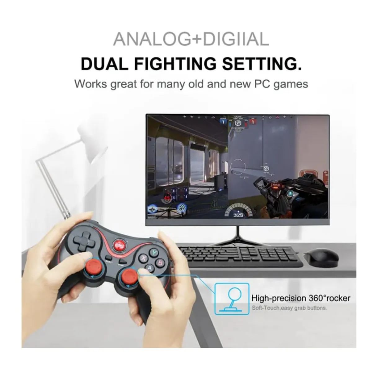 GENERICO - Mando para Celular PC Smart TV Bluetooth Joystick Gamepad IOS Android