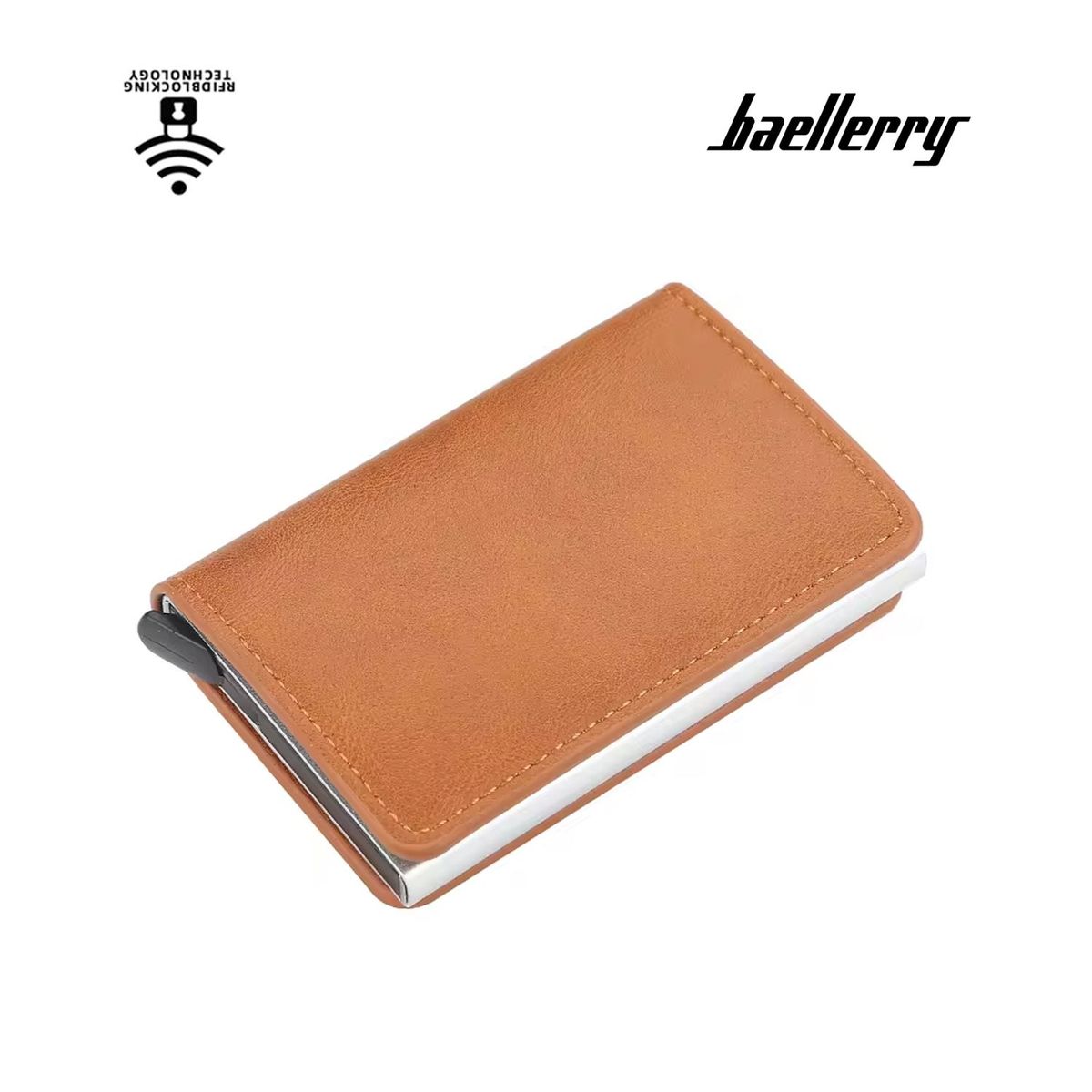 BAELLERRY - BILLETERA HOMBRE CUERO TARJETERO ANTIRROBO RFID BAELLERRY MARRÓN