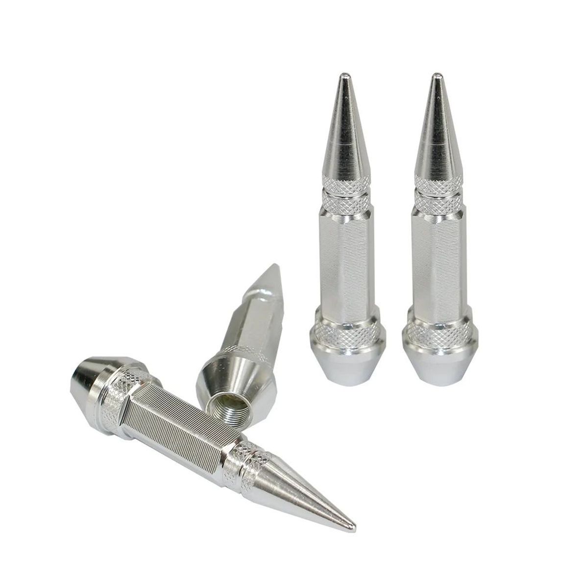 GENERICO - Tapa De Válvula Tuning bala Para Llantas Universal Silver