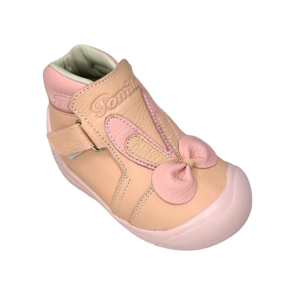 GENERICO - Botín conejo semi-ortopédico Nude gateador Pibe Pega para niña bebé