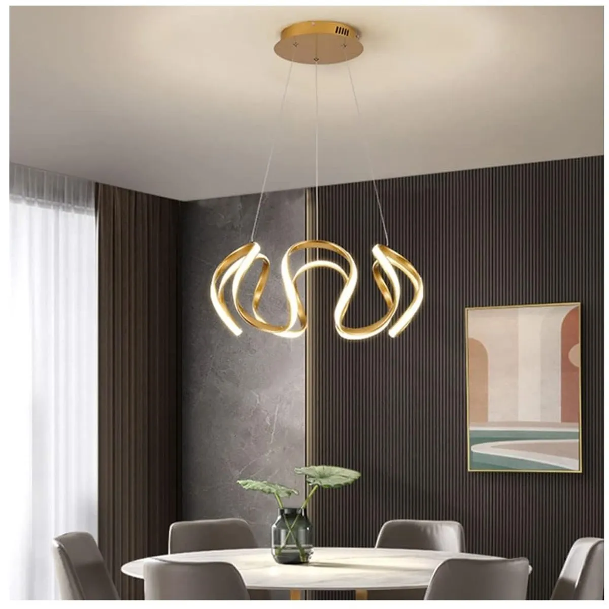 GENERICO - Lampara colgante LED enredadera dorado Incluye control remoto