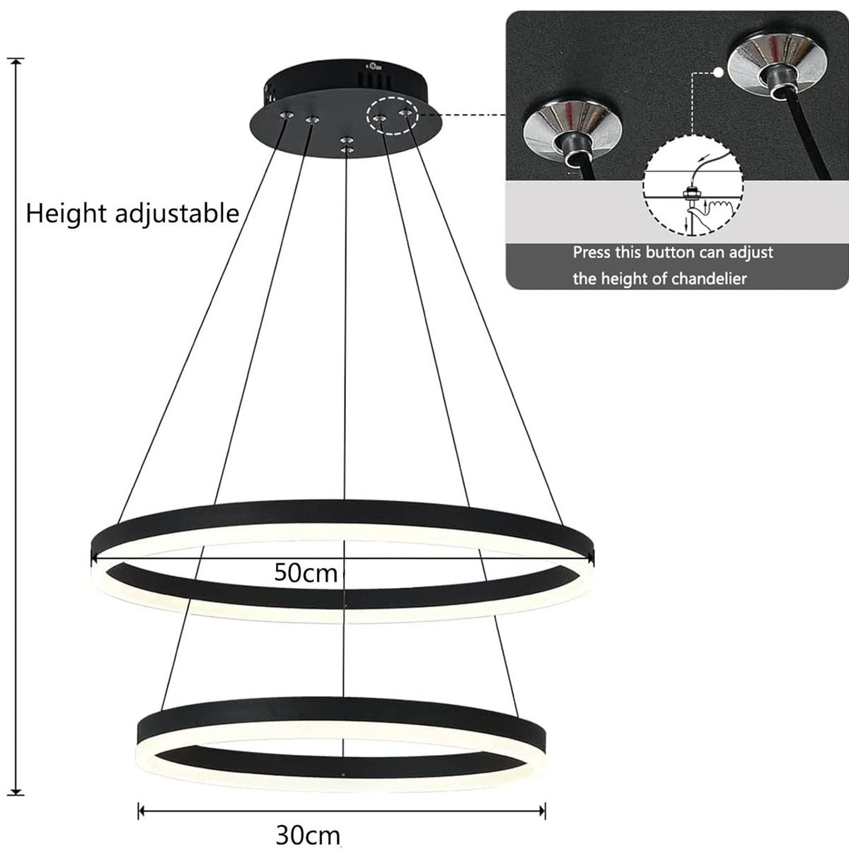 GENERICO - Lámpara Colgante LED Moderna Regulable Incluye control remoto