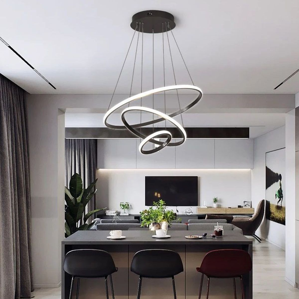 GENERICO - Lampara colgante 3 ARO LED Incluye control remoto