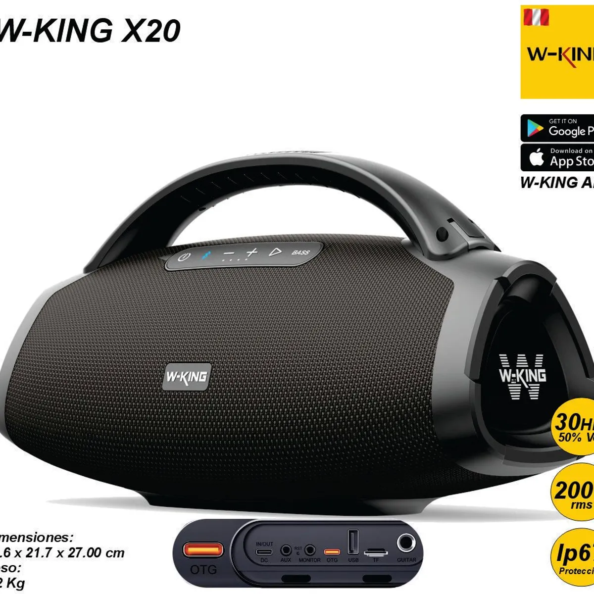 W KING - W-King X20 200W RMS Parlante Bluetooth 5.3 Portátil IP67 W King WKing