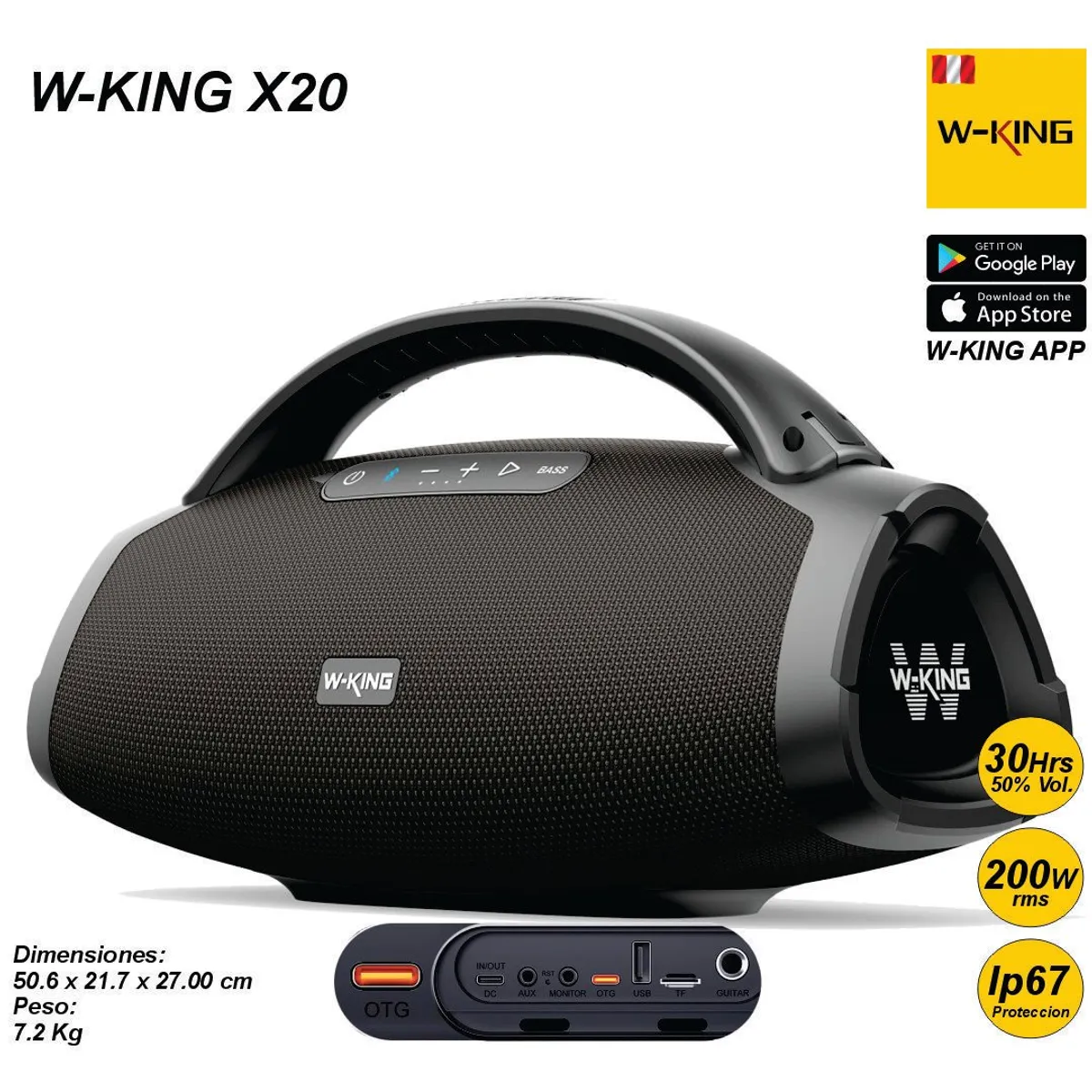 W KING - W-King X20 200W RMS Parlante Bluetooth 5.3 Portátil IP67 W King WKing