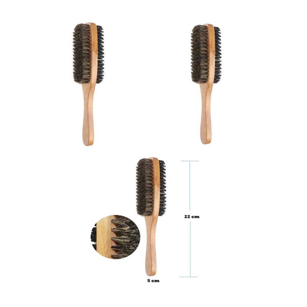 GENERICO - Pack 3 und Cepillo doble acabado cerdas de jabalí Calidad profesional