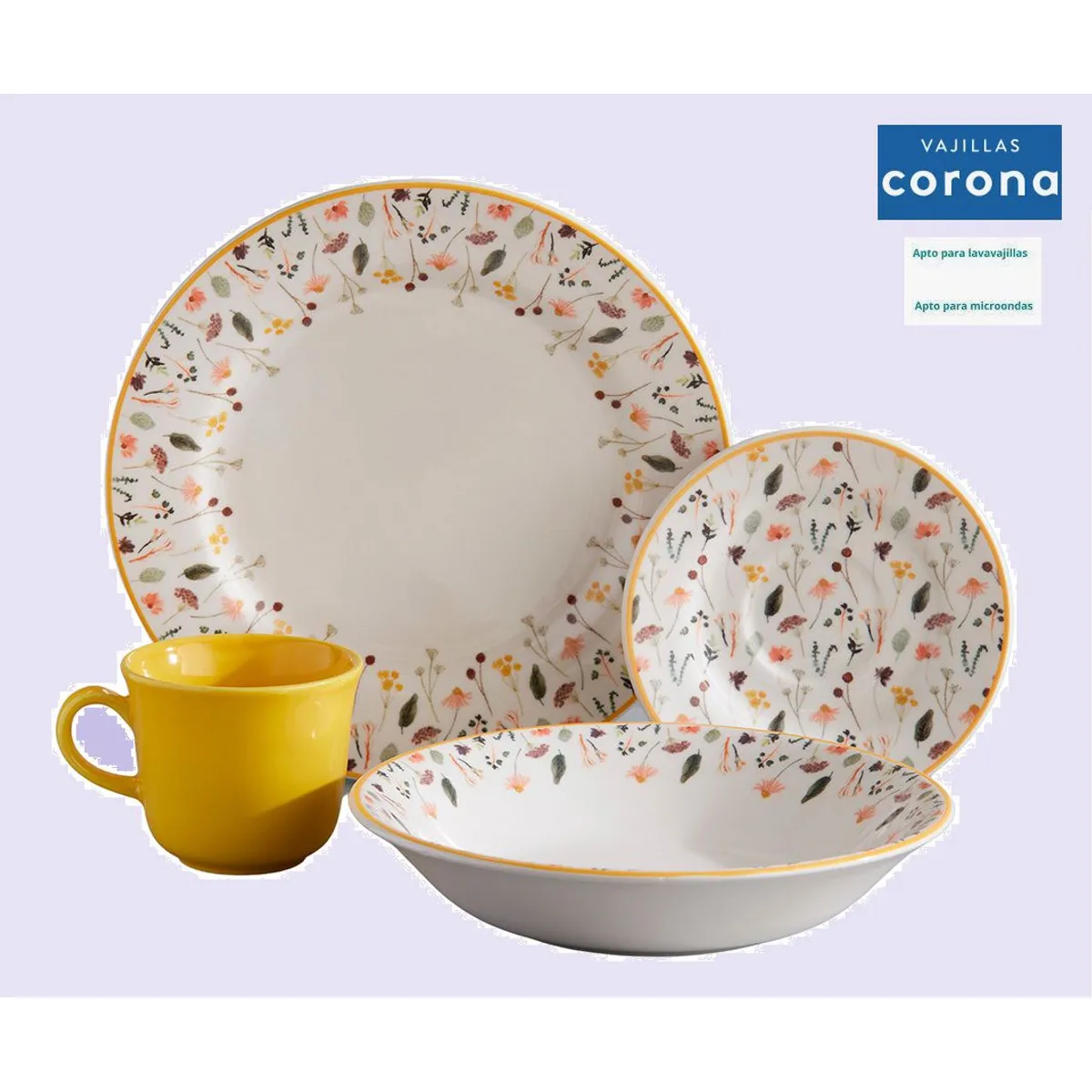 CORONA - Juego de Vajilla CORONA 16 piezas Mod Ashley - Original Garantia