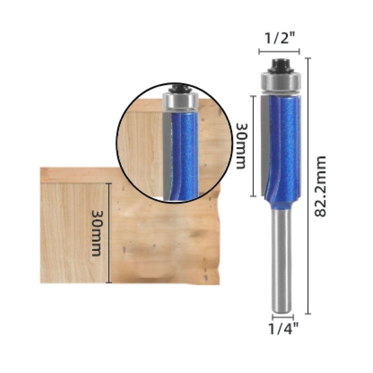 GENERICO - Fresa vertical 2 aspas rodaje superior vas 1/4 x 1/2 x (30mm-73.2mm)