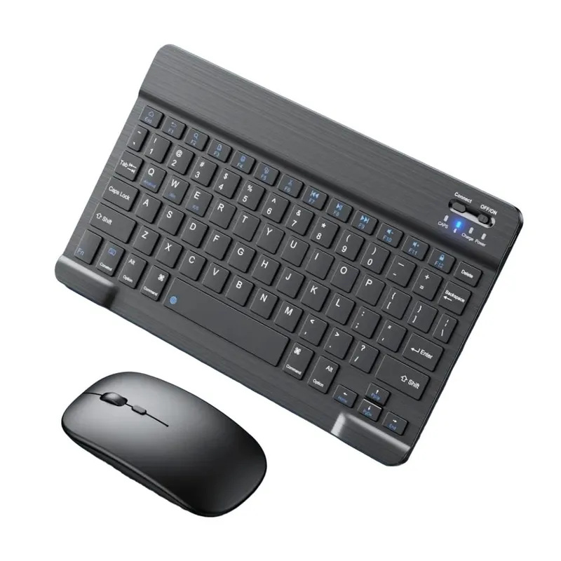 GENERICO - Kit Teclado y Mouse Inalambrico Bluetooth Recargable Negro