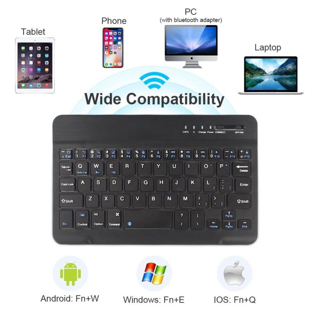 GENERICO - Kit Teclado y Mouse Inalambrico Bluetooth Recargable Negro