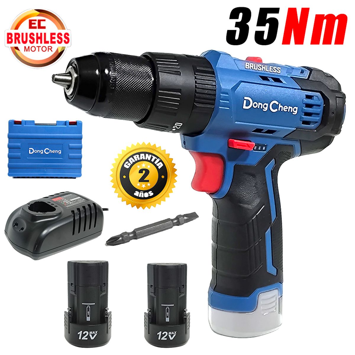 DONGCHENG - Taladro Atornillador Percutor Industrial 3⁄8 DCJZ23-10iEK 12V 35Nm BL